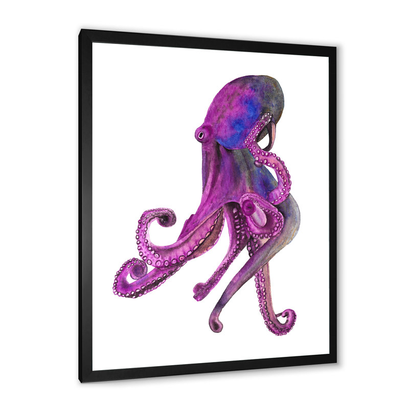 «Cute Cute Octopus Sea», reproduction d'art sur toile, Cadre noir, H 20 po x l 12 po x P 1 po