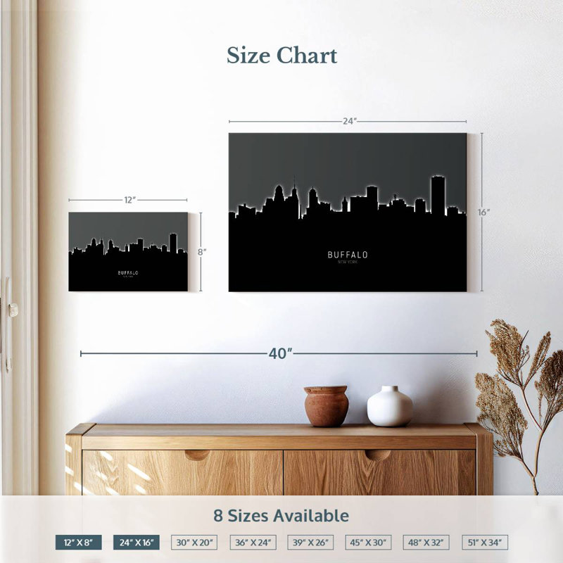 Buffalo New York Skyline VI, 16" H x 24" W