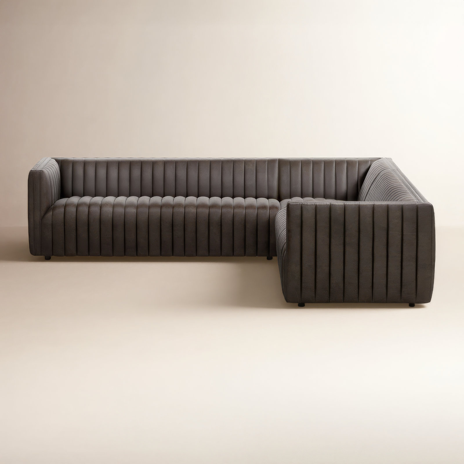 Brandt Upholstered L-Sectional, Deacon Wolf Genuine Leather