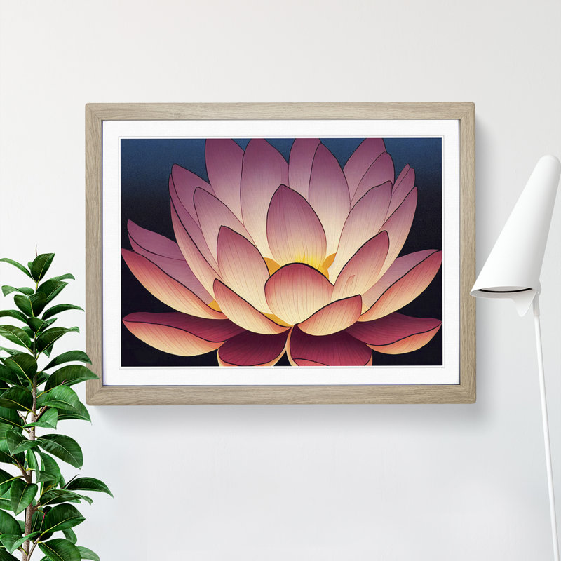 Blissful Lotus Flower - Framed Print, Walnut, 46cm H x 64cm W x 2cm D