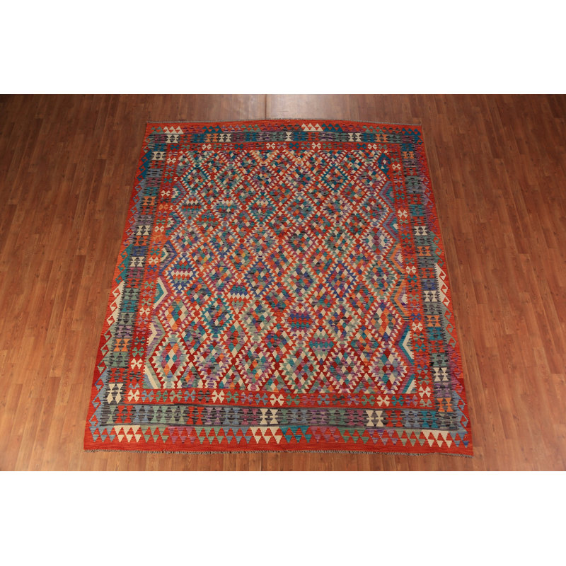 Tapis oriental kilim en laine à tissage plat 8 x 10