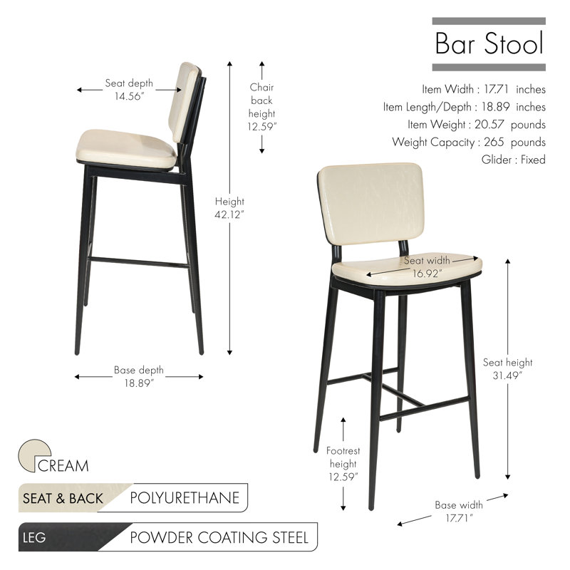 Tabourets de bar Mori, Crème