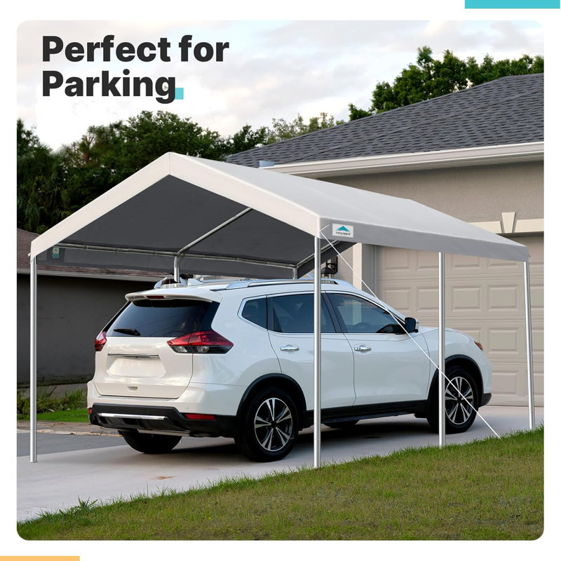 ADVANCE OUTDOOR 10x15 ft Carports Heavy Duty Car Canopy Garage Party Tent Boat Shelter, Adjustable Height from 9.5 ft to 11 ft, Grey