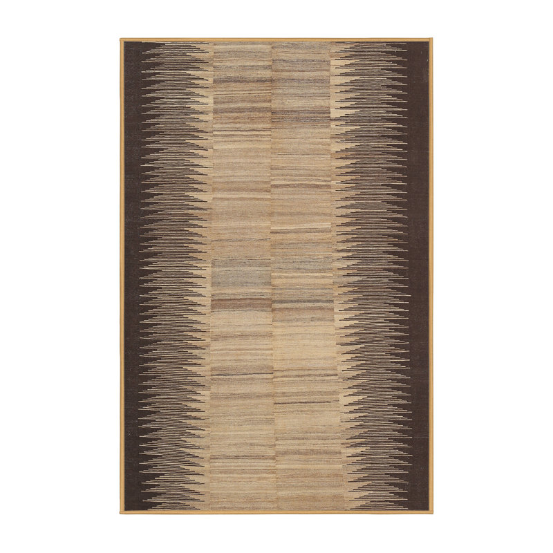 Tapis contemporain brun / beige, Rectangle 5 pi x 7 pi