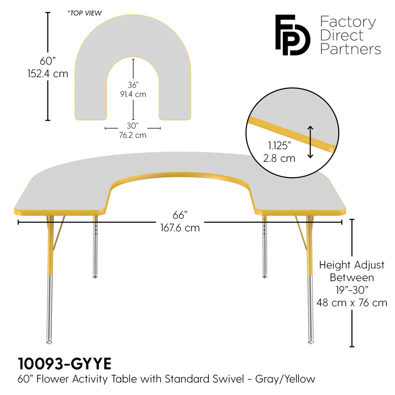 Table d'activité 66 "x 60", Jaune