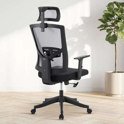 Chaise de bureau ergonomique à haut dossier, support lombaire réglable et appui-tête