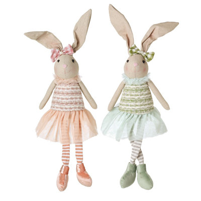 Pink & Blue Sitting Rabbits