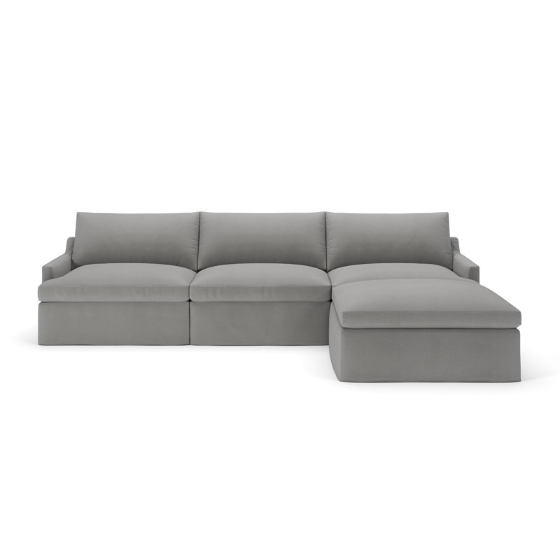 Wrenley 4-Piece Slipcovered Modular Sectional, Bayou Light Gray Canvas