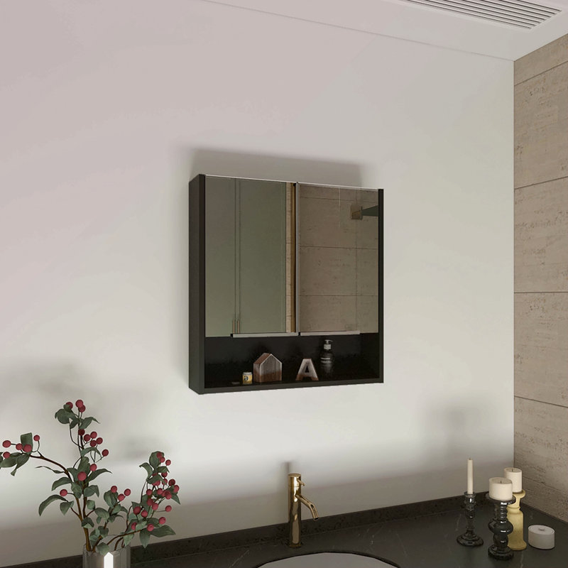 Rectangle Medicine Cabinet With Mirror, Black