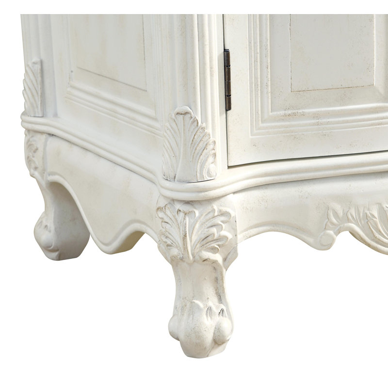 Ensemble de meuble-lavabo simple Lunette, Blanc antique, Ivoire blanc, 36"