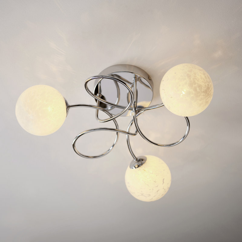 Pankow Glass Semi Flush Mount, Chrome