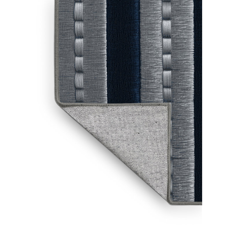 Tapis gris à carreaux lavable à la machine, Rond 5 pi