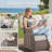 75.2 Inch Outdoor Brown Wicker Patio Sofa With T-Shape Back Cushions And 5 Inch Thick Foam For Porch Or Backyard, Beige-644707480-644707477