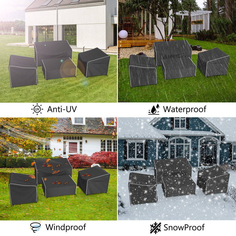 Housses de patio modulaires résistantes à l'eau, 36 po x 21 po, Noir / blanc