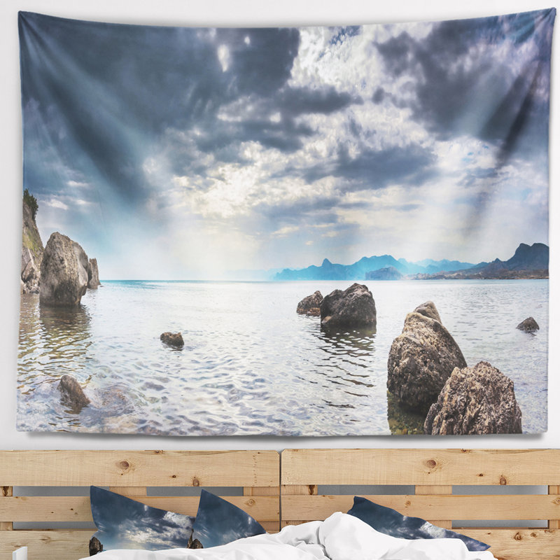 Tapisserie panoramique de la mer noire dans la péninsule de Crimée, H 50 po x l 60 po