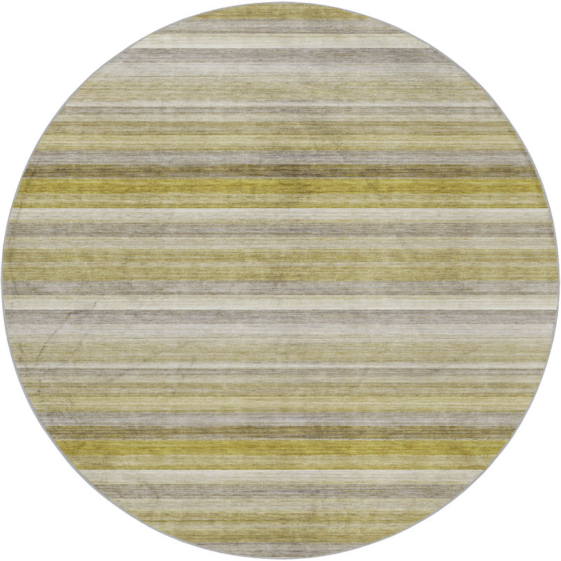 Premium Machine Washable Dream Shag ADS535 Striped Rug, Wheat, 8' Round