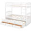 Lit superposé simple au-dessus de bois blanc avec lit gigogne - Tiroirs d'appoint élégants et solution de sommeil-130429127