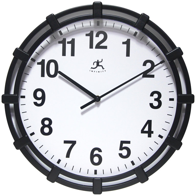 Round Plastic Wall Clock 16 Inches, Black