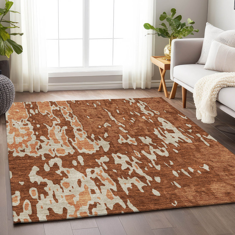 Tapis paprika de qualité supérieure lavable à la machine Prisco, Rectangulaire 3 pi x 5 pi