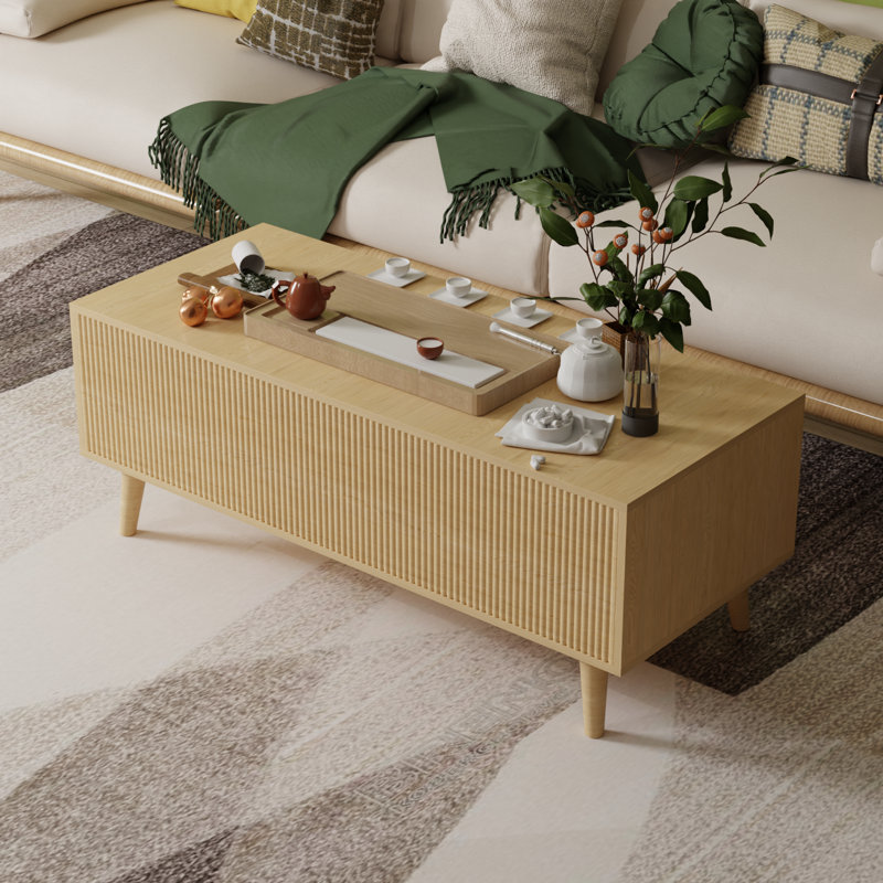 Table basse de 47 po en bois naturel avec tiroir