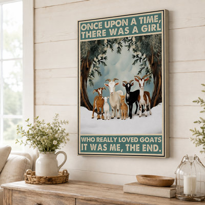 Une fois sur une fille qui a vraiment aimé les chèvres, art mural sur toile - Décoration de salon, de chambre à coucher ou de bureau