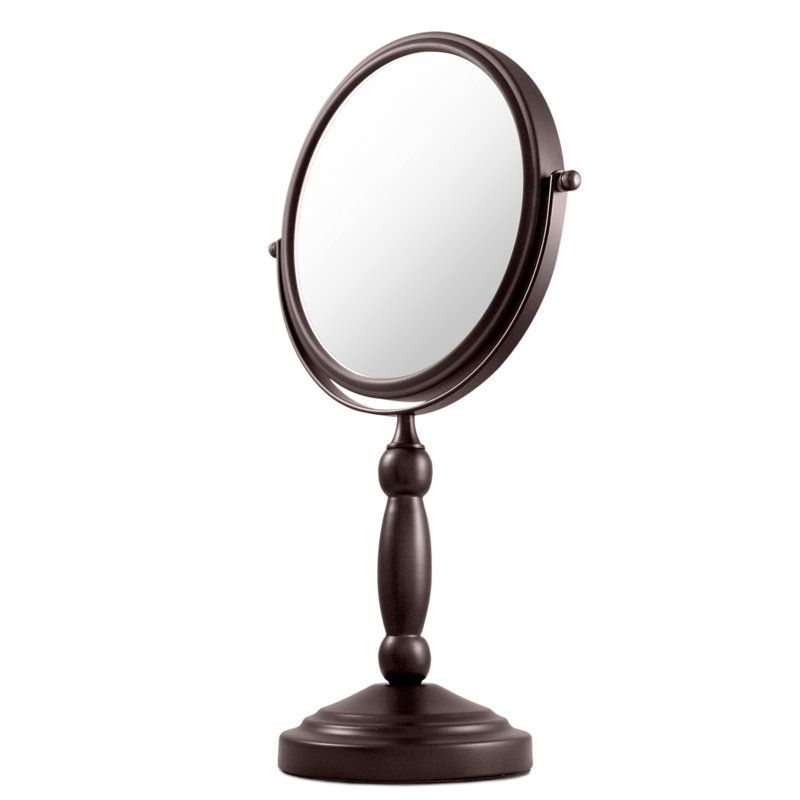 Miroir de maquillage / rasage pivotant à deux côtés avec grossissement 1X / 10X