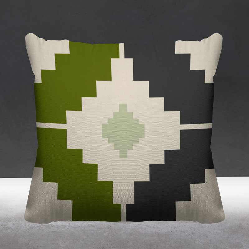 Coussin intérieur / extérieur Kele Southwestern, Chartreuse, L 17 po x H 17 po