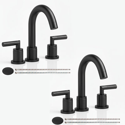 Robinet pour salle de bain à poignée double moderne avec ensemble de drain (ensemble de 2)