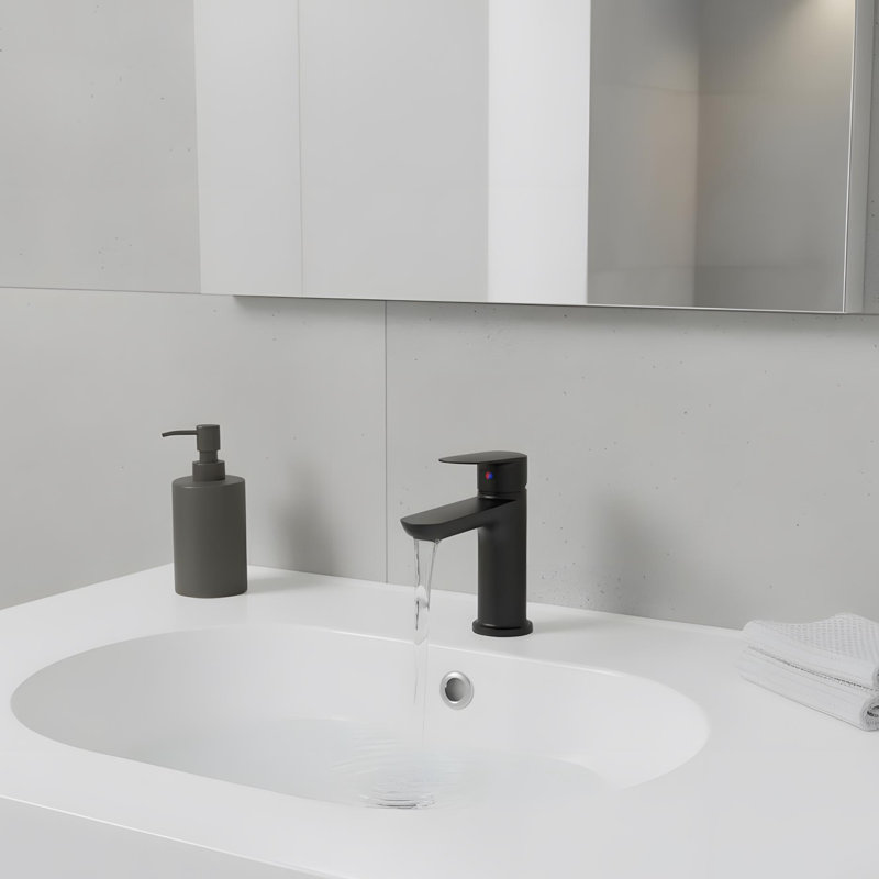 Modern Bathroom Sink Faucet with Single Handle, Matte Black