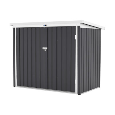 Remise de rangement en métal l 5,8 pi. X P 3,3 pi., Poubelle avec porte verrouillable, gris (19 pi. Ca.)