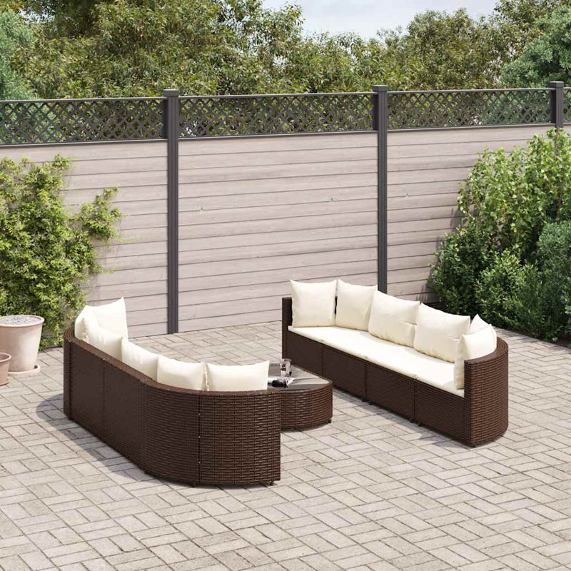  Ensemble de 8 chaises de patio brun et blanc crème, Blanc, crème, Brun