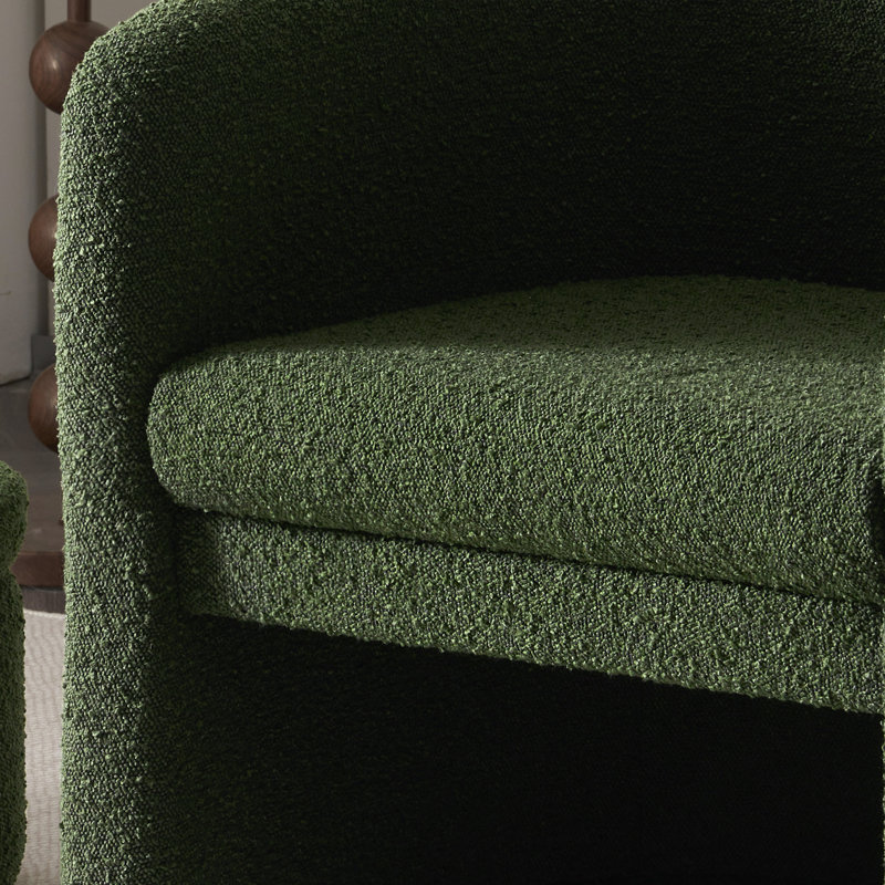 Fauteuil demi-tonneau rembourré moderne avec rangement Ottonman, Vert