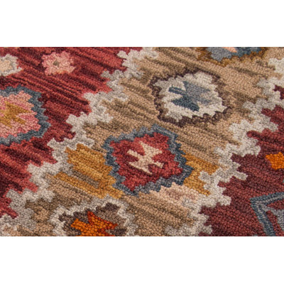 Breesport Handmade Wool Red/Beige Rug
