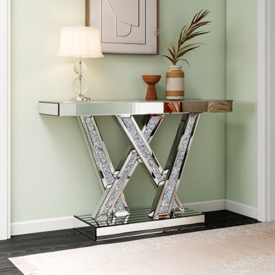 Amla 47.24" Mirrored Glass Console Table