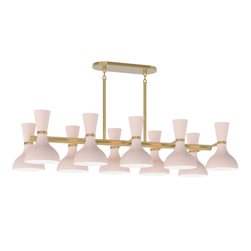Clare 10 - Light Chandelier, Rose Water, Modern Brass