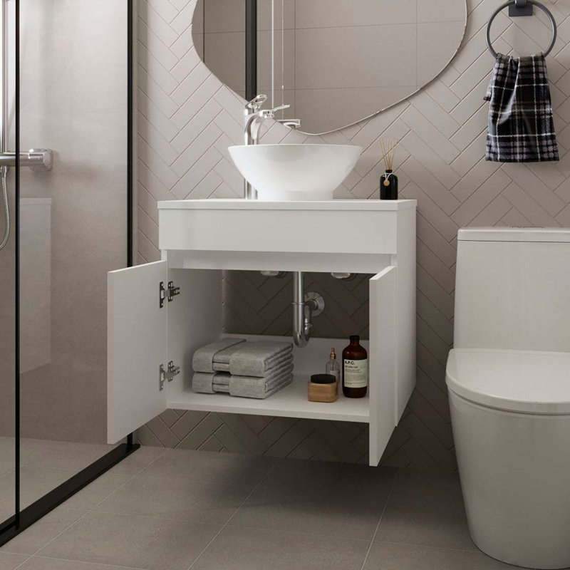 Meuble-lavabo blanc avec 2 portes, Blanc