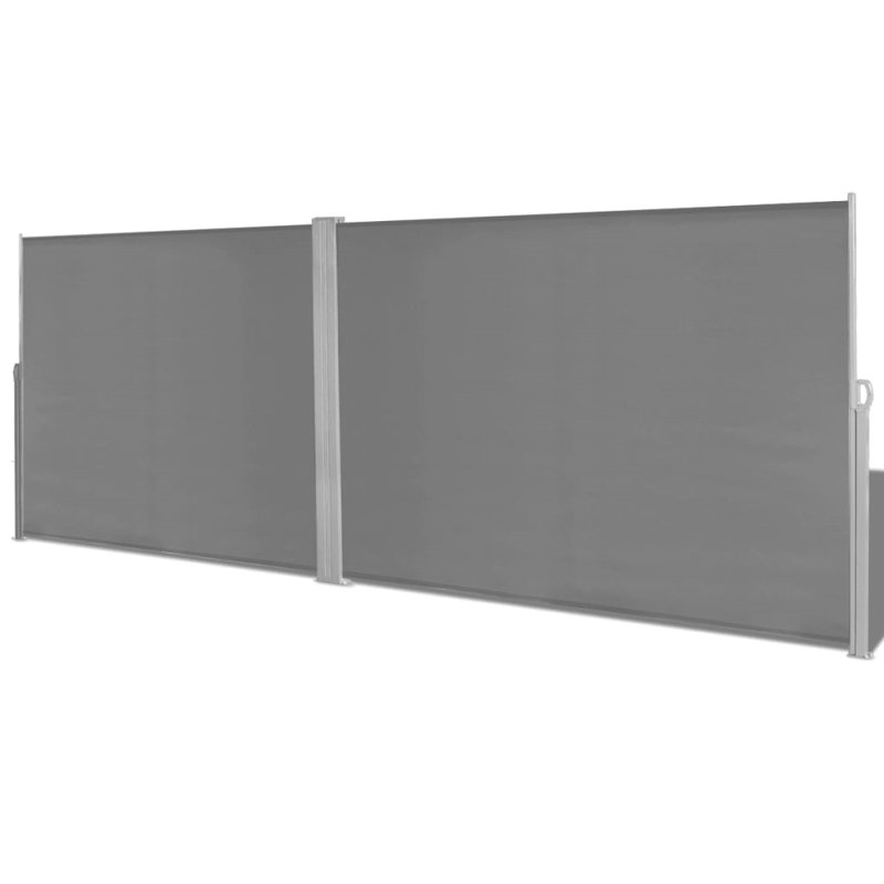 236'' W x 71'' D Polyester Cover Retractable Side Awning, Gray, 78.75" H x 236.25" W x 33.5" D