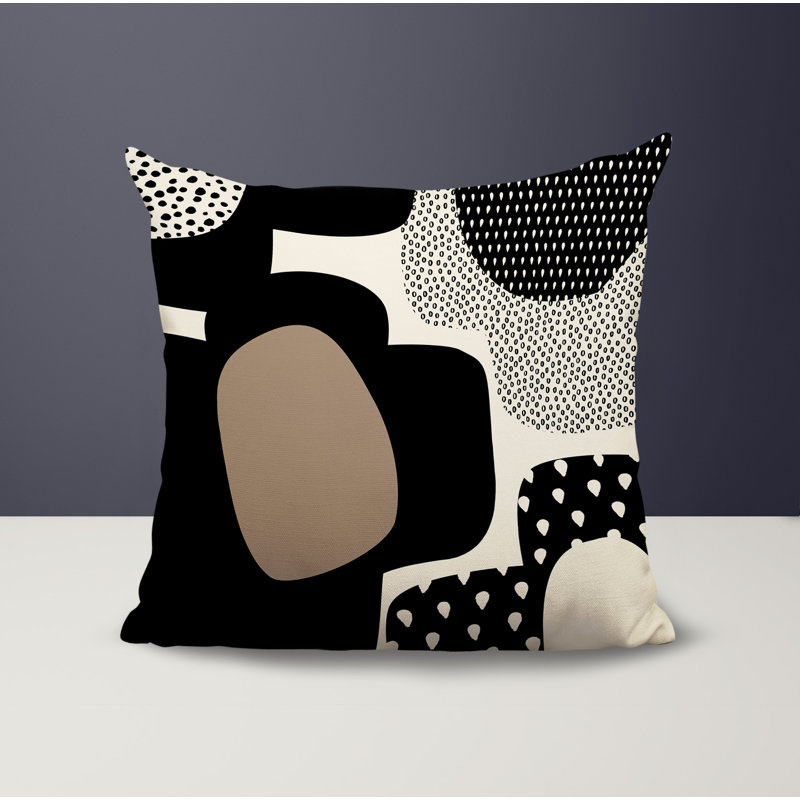 Coussin carré intérieur / extérieur pia, H 19 po x l 19 po, Beige / noir / blanc cassé