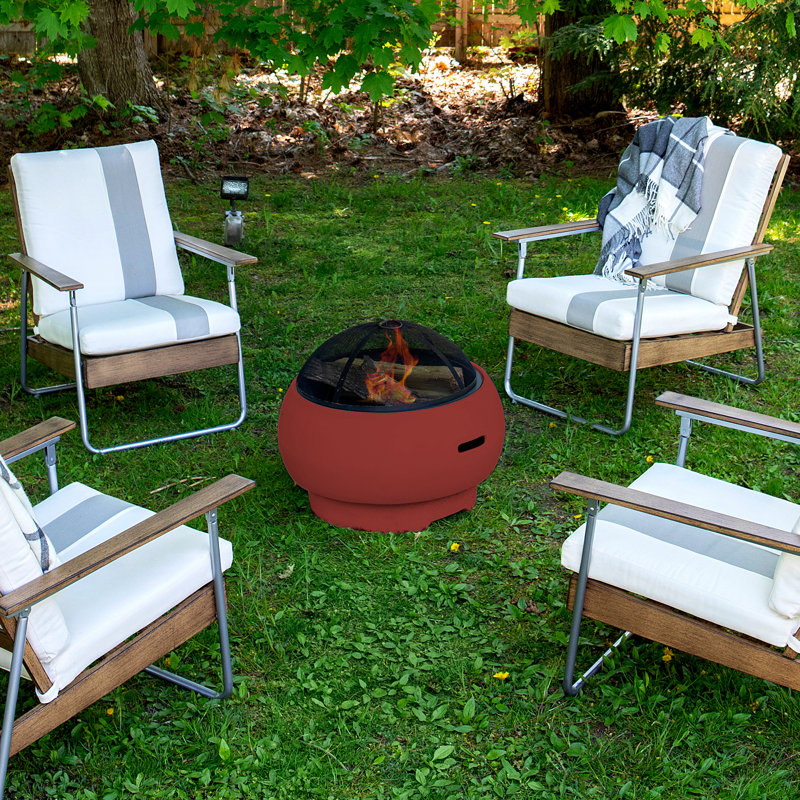 Smokeless Outdoor Fire Pit with Lid, Persimmon