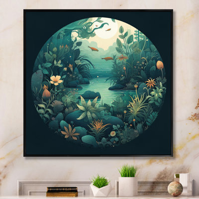 «Magical Lake Visions Retro Blue Botanicals I» sur