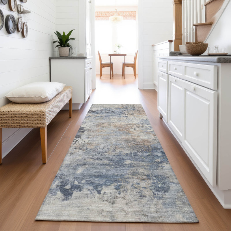 Tapis intérieur / extérieur lavable à la machine Xhevrie, Tapis de couloir 2 pi 3 po x 7 pi 6 po
