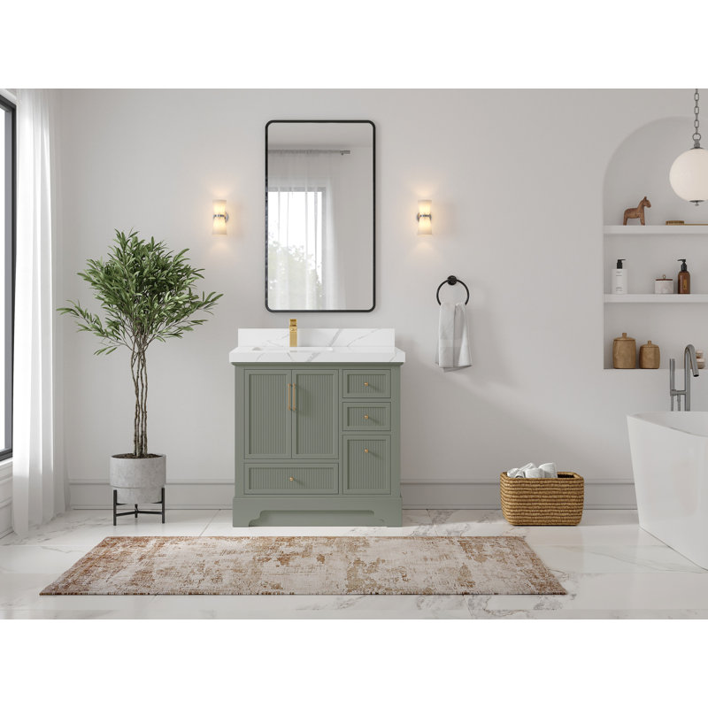 Colisa 36'' Single Bathroom Vanity with Top, Calacatta Laza