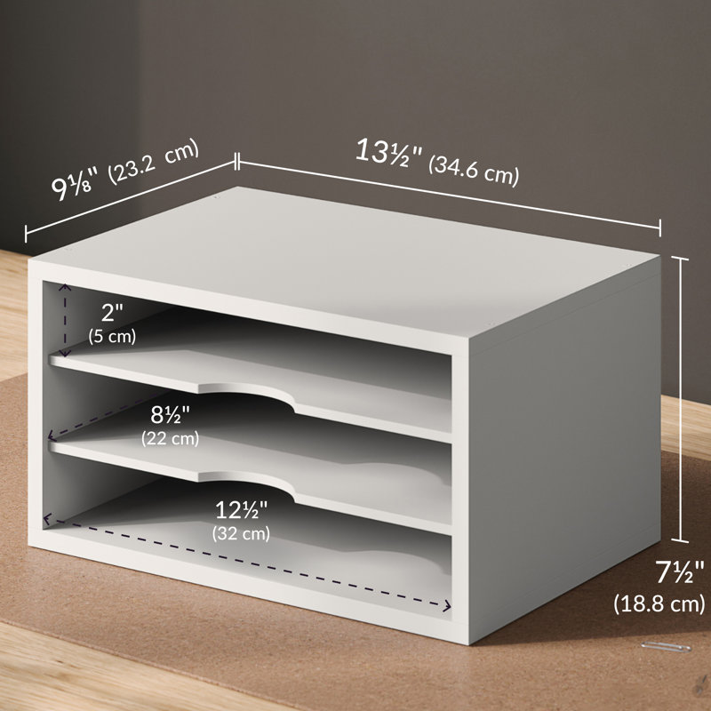 Logan 3 Tier Paper, Mail And File Organizer For Desk, White
