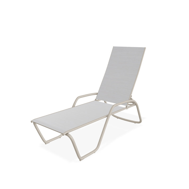 Outdoor Rust-Resistant Metal Chaise Lounge, Textured Desert, Abalone