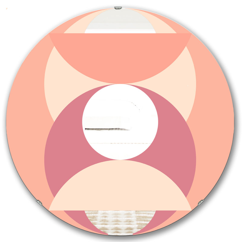 Peach Circle - Miroir Mid-Century, H 23,6 po x l 23,6 po