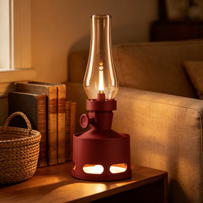 Rechargeable Vintage Table Lamp With Smart Sensors - 10-Level Dimmable Flameless LED Lantern, Cordless Battery Operated Desk Night Light For Home And Bedroom Decor