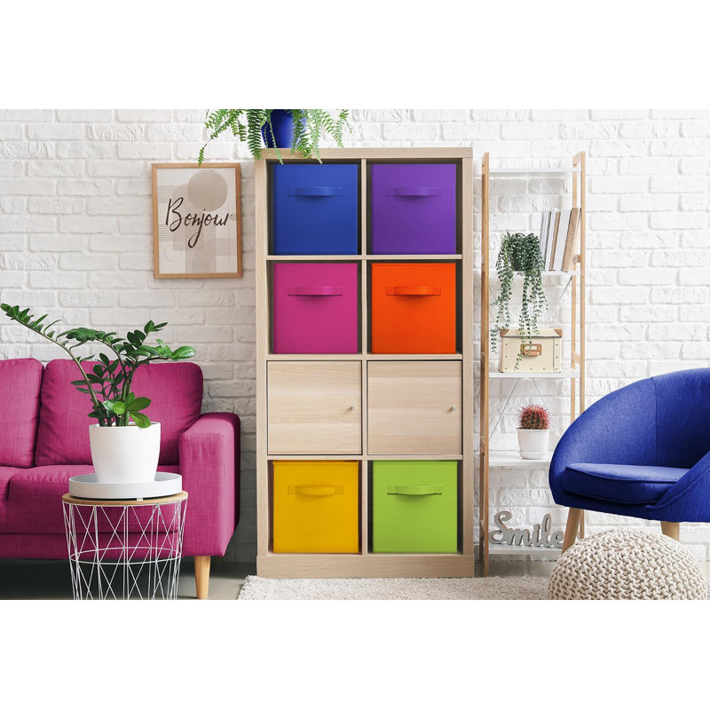 6 Pack 13" Large Foldable Storage Cubes with Handles, Multi