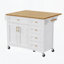 52'' Kitchen Island With Drop Leaf, Embossed Texture Kitchen Island On Wheels With Spice Rack, Towel Rack, 2 Doors And 5 Drawers-1221457667