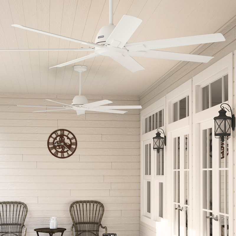 Downtown 60" 7 - Blade ENERGY STAR Outdoor / Indoor Industrial Ceiling Fan with Wall Control, Matte White