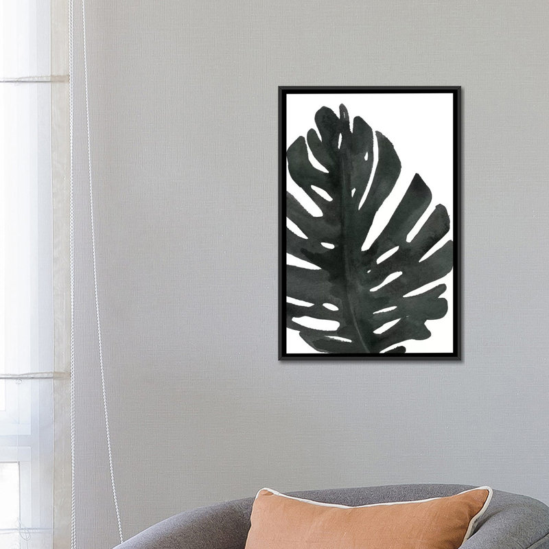 Tropical Palm I by Wild Apple Portfolio - Print, 26" H x 18" W x 1.5" D, Black Framed Canvas, No Mat